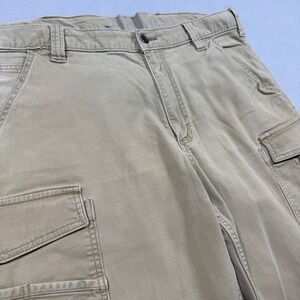 Carhartt Mens Tan Relaxed Fit Cargo Shorts Khaki Cotton Stretch Utility 36